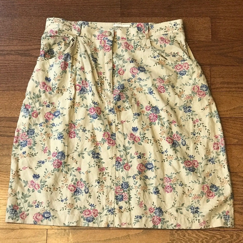 Coldwater Creek Large Linen Blend Floral Skirt